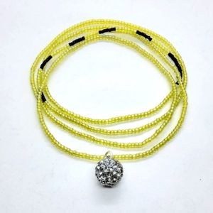 32 inch neon green & black  seed bead bracelet